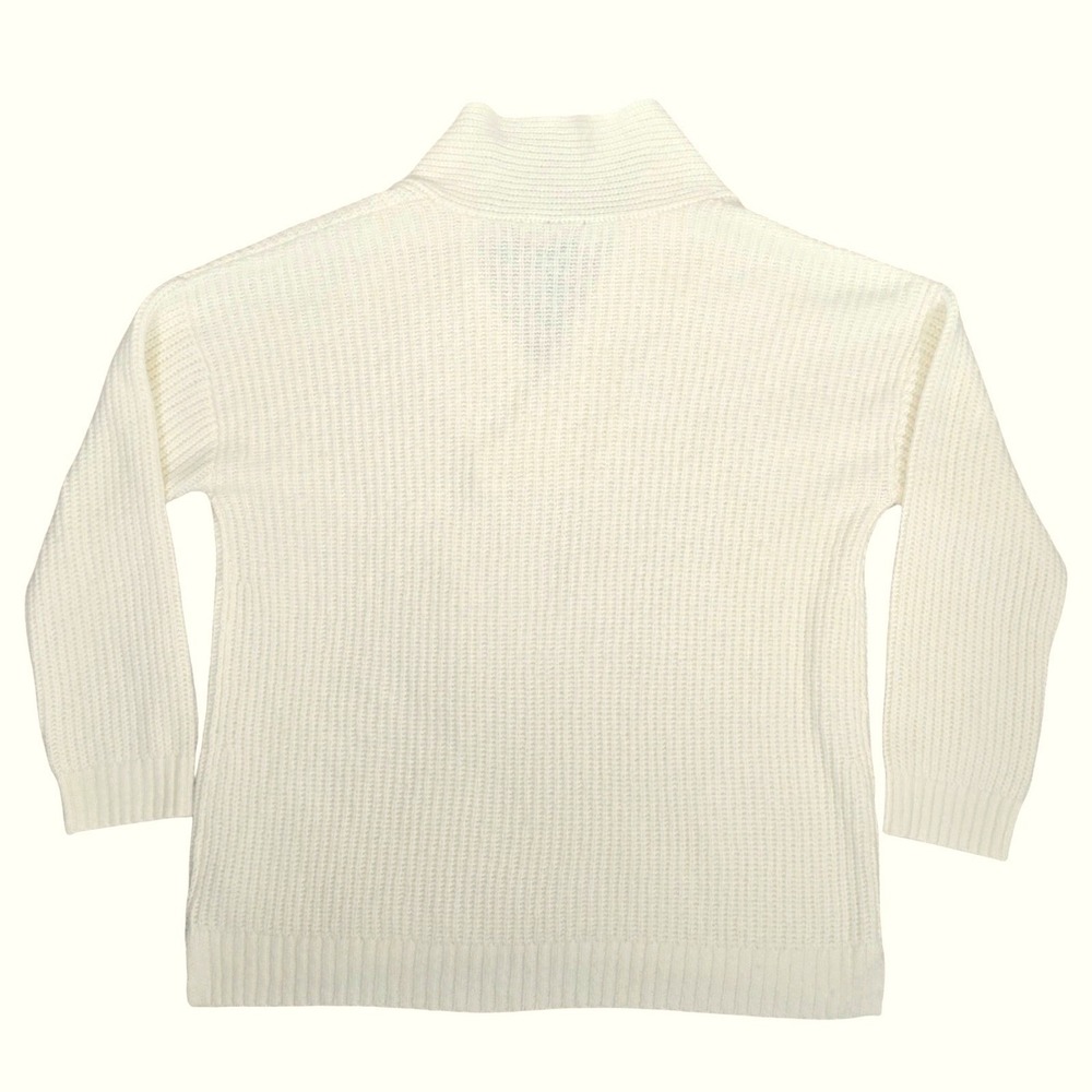 Talbots Shawl Collar Shaker Stitch Sweater Women's Large Cream Ribbed Knit‎ - Picture 3 of 7